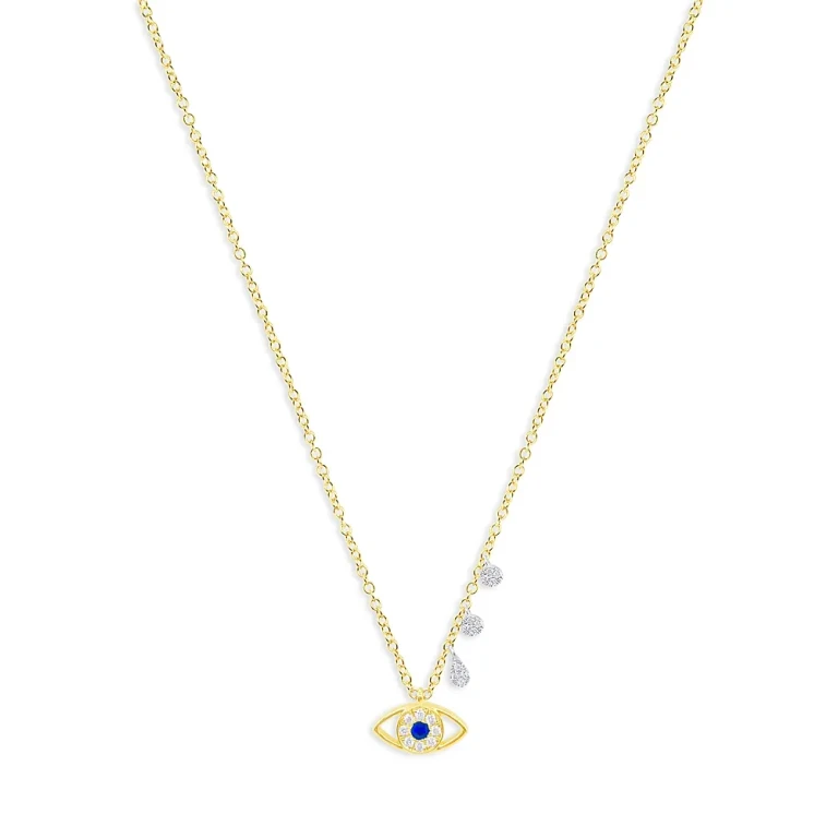 Meira T Diamond & Blue Sapphire Two Tone Gold Evil Eye Necklace, 18