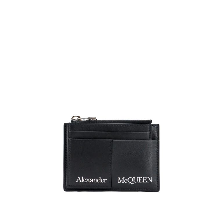 Alexander McQueen Silver Leather Card Holder