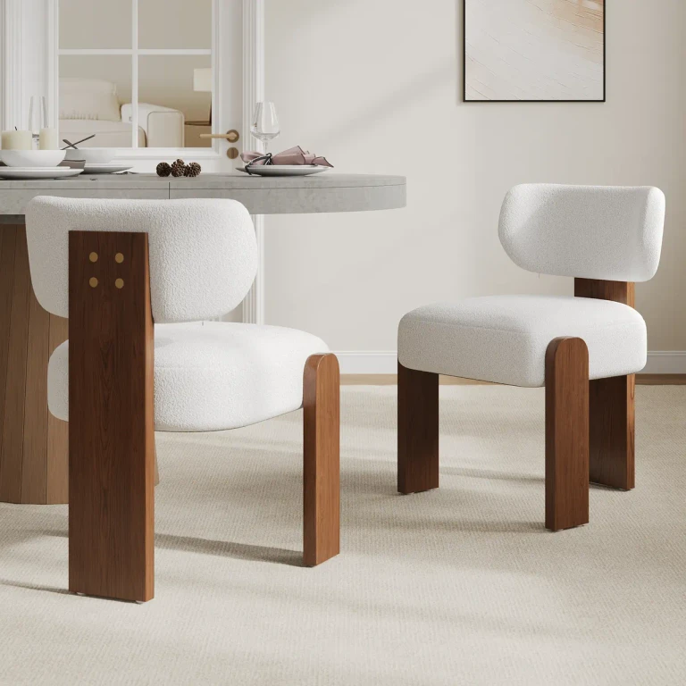 Mid-Century Wood Dining Chairs Curved Backrest Armless Design Modern