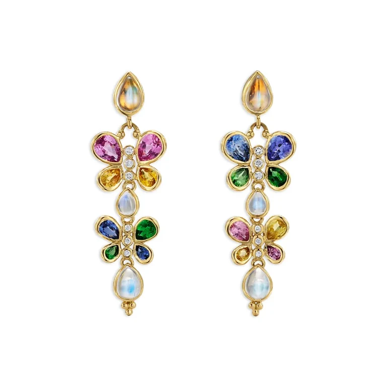 Temple St. Clair 18K Yellow Gold Cl Color Multi Gemstone & Diamond Luna Flutter Drop Earrings