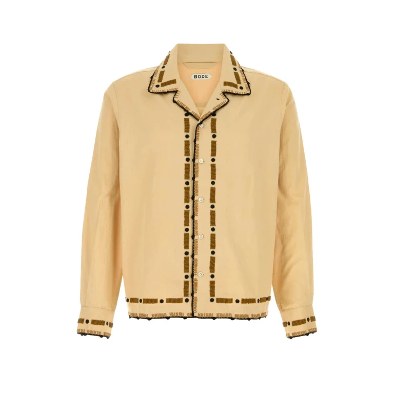 Bode Beige Cotton Beaded Ryegrass Shirt