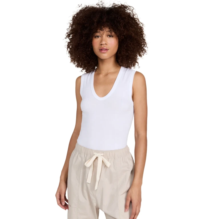 Enza Costa Supima Cotton Essential Sleeveless Tank Black L