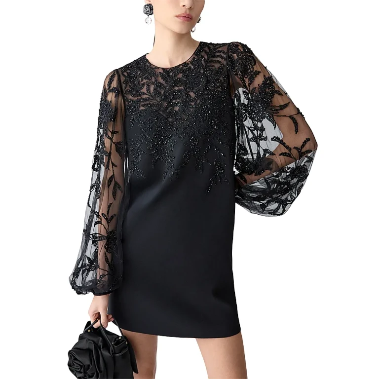 Carolina Herrera Embellished Puff Sleeve Dress