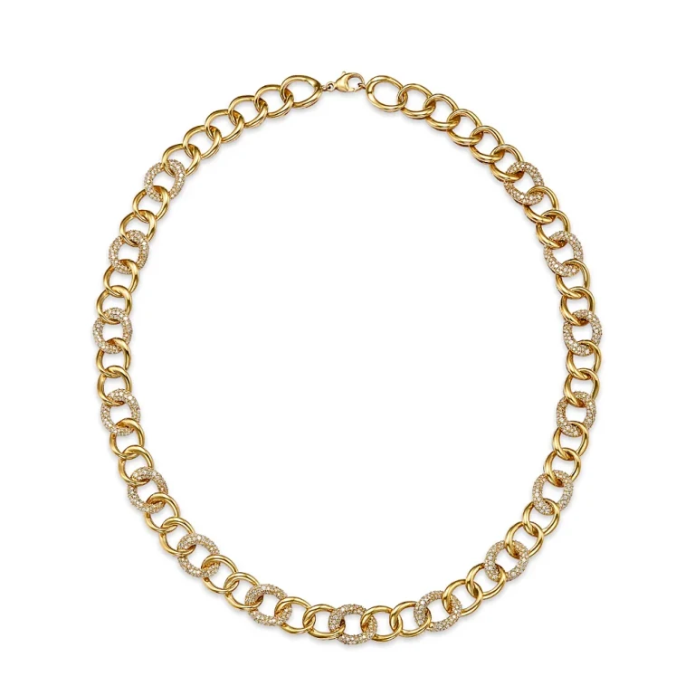 Diamond Link Necklace in 14K Yellow Gold, 4.50 tcw