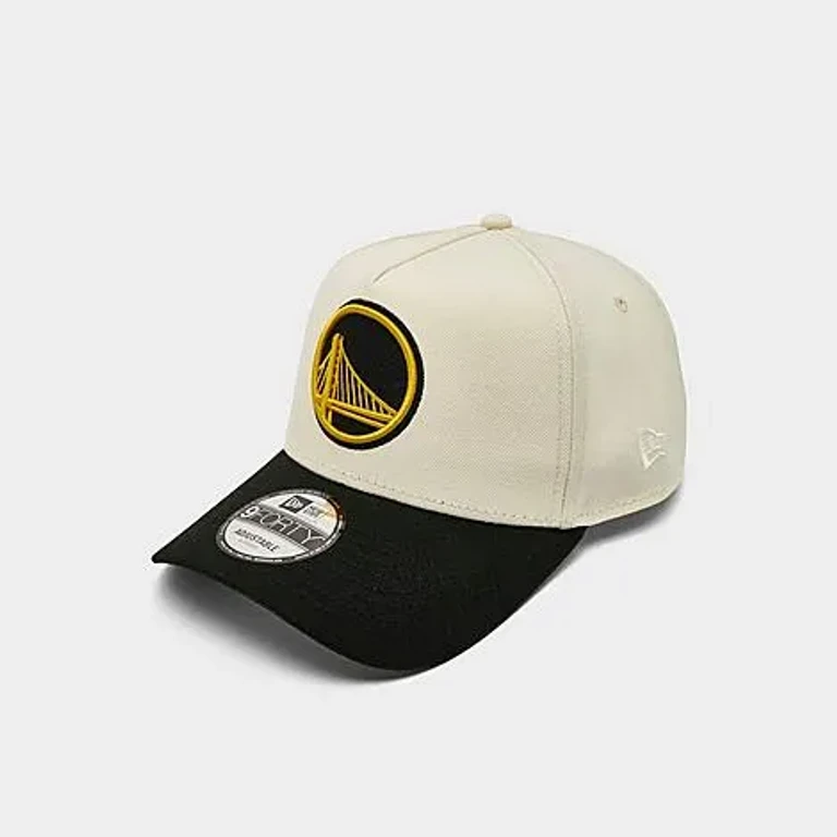 New Era Golden State Warriors NBA 9FORTY A-Frame Snapback Hat in Chrome/Black