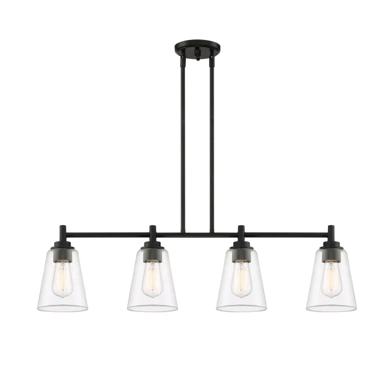 Matte Black Four Light Island Pendant from the Westin Collection