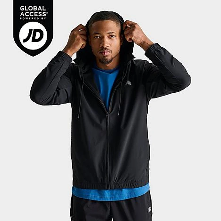 New Balance Men's Sport Essentials Woven Full-Zip Jacket in Black Size: Small