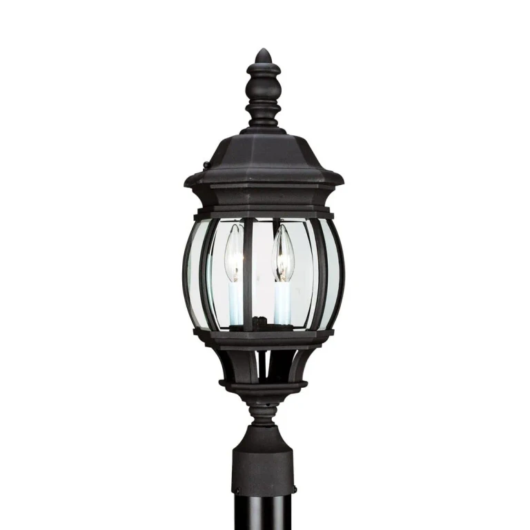 Black Two Light Outdoor Post Lantern from the Wynfield Collection