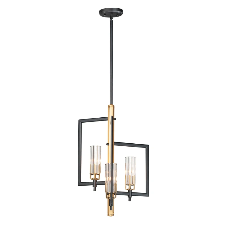 Maxim Flambeau 3-Light Pendant Light in Black and Antique Brass - 16113CLBKAB