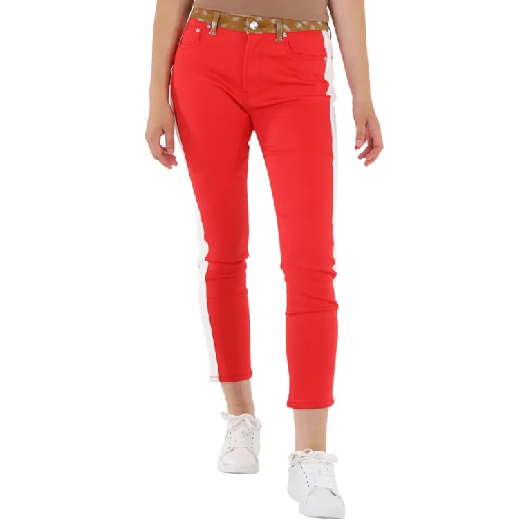 Burberry Runway Fawn Print Two-tone Slim Fit Pants