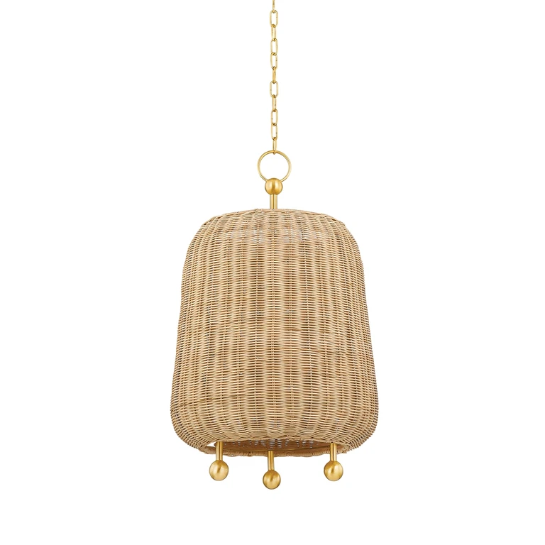 Aged Brass One Light Pendant from the Elena Collection