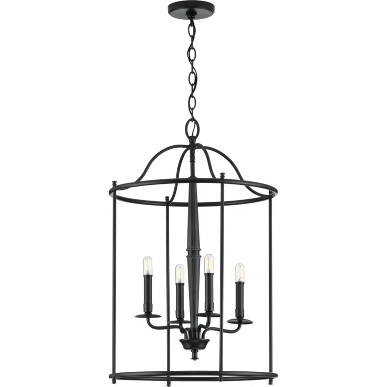 Black Four Light Foyer Pendant from the Durrell Collection