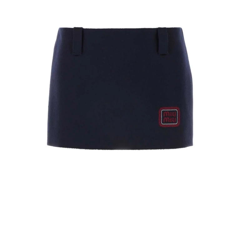 Miu Miu Midnight Blue Wool Blend Mini Skirt