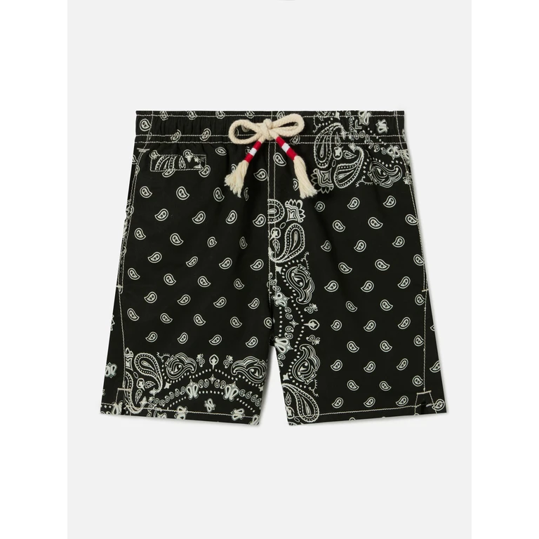 Mc2 Saint Barth Caprese Jr Swim Shorts With Black Bandana Print Swimshort