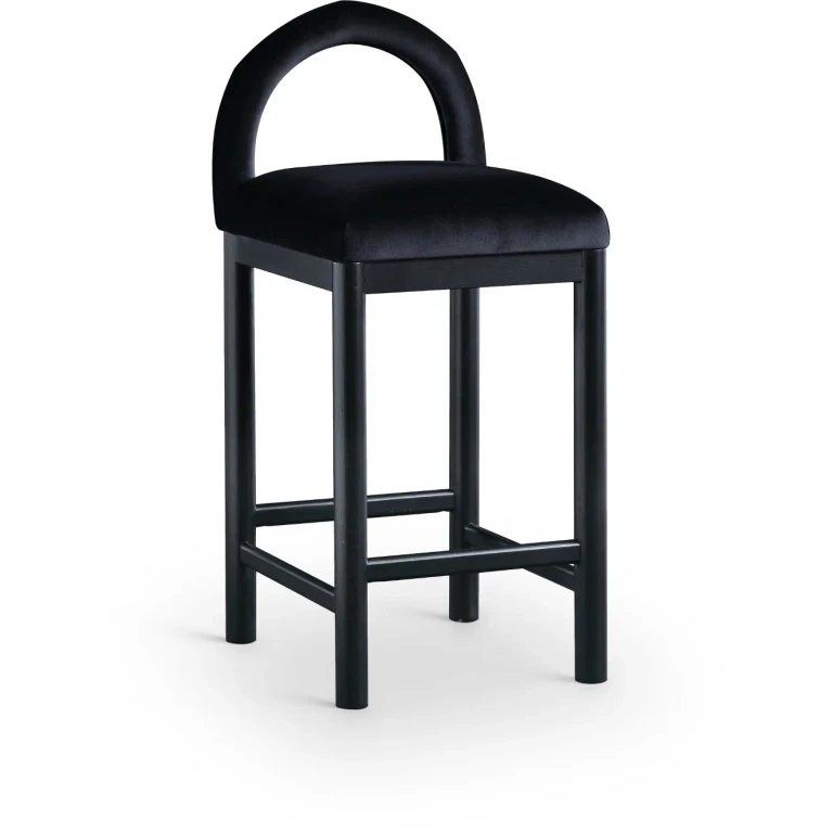 Conrad Black Velvet Upholstered Counter Stool