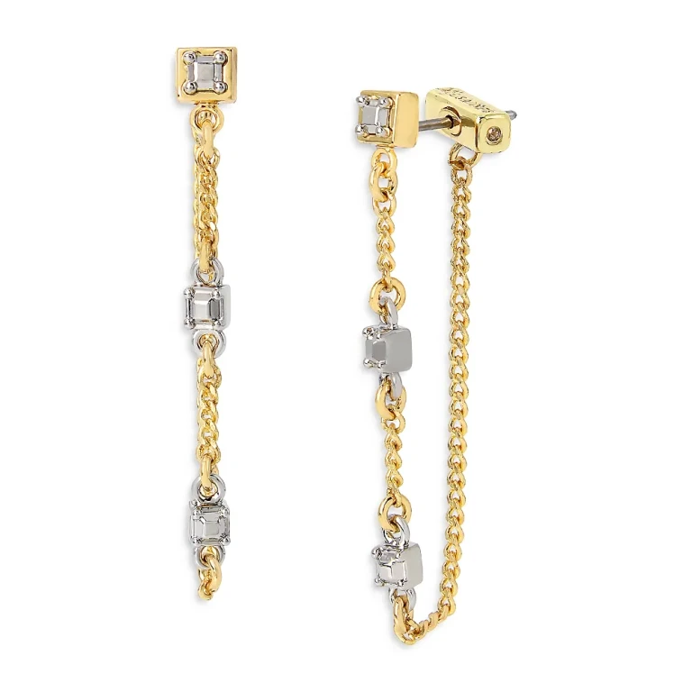 Allsaints Stone Chain Front Back Earrings