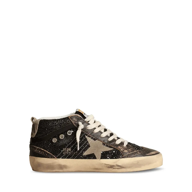 Golden Goose Women's Mid Star Glitter Lace Up Sneakers