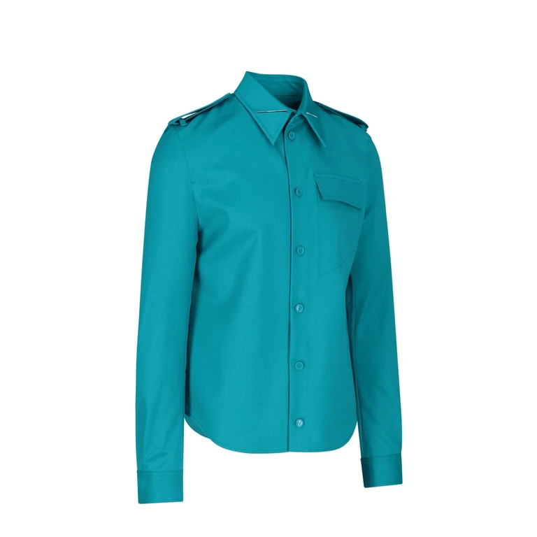 Bottega Veneta Grain De Poudre Wool Shirt Green Elastane - Men