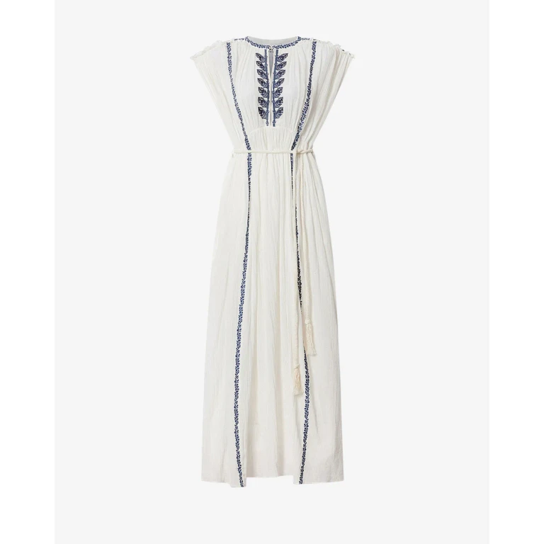 Robe Liviane - Femme - Écru Et Bleu - Taille 34 - Marant Étoile