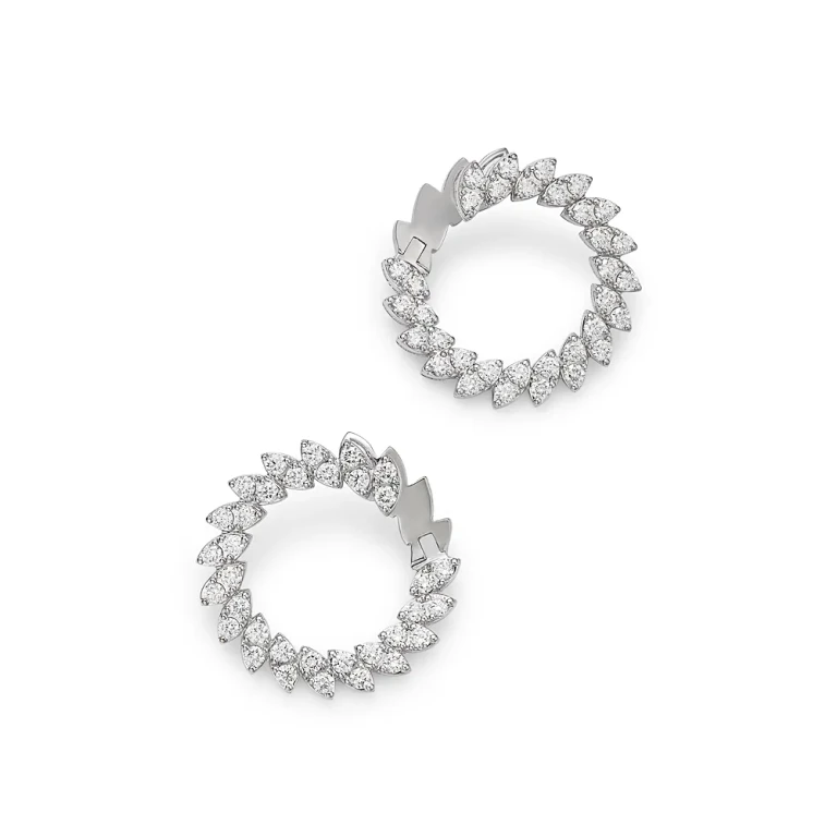 Roberto Coin Diamond Spiral Hoop Earrings in 18K White Gold