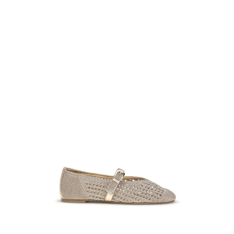 Perforated Knit Mary Jane Flats with Strap (SN612Y6R)