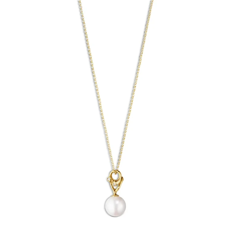 Georg Jensen 18K Yellow Gold Cultured Pearl & Diamond Magic Pendant Necklace, 17.72