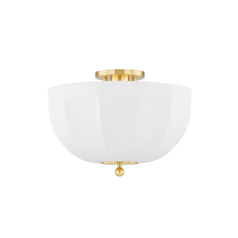 Aged Brass One Light Flush Mount from the Meshelle Collection