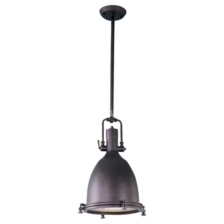 Hi Bay 14.25" Frosted Metal Pendant in Bronze