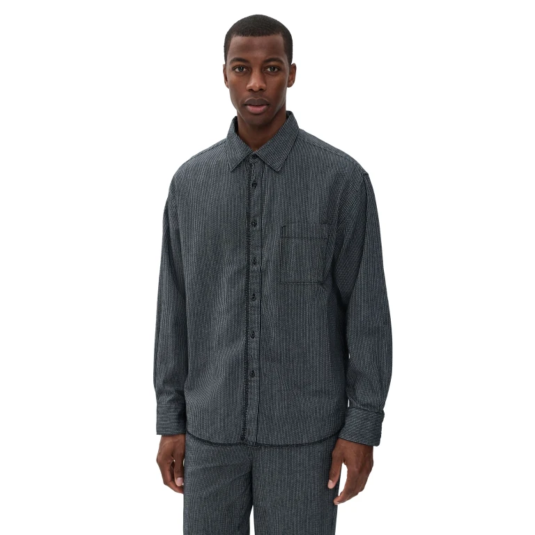 The Elder Statesman Summer Weave Pocket Shirt Twilight Chevron L