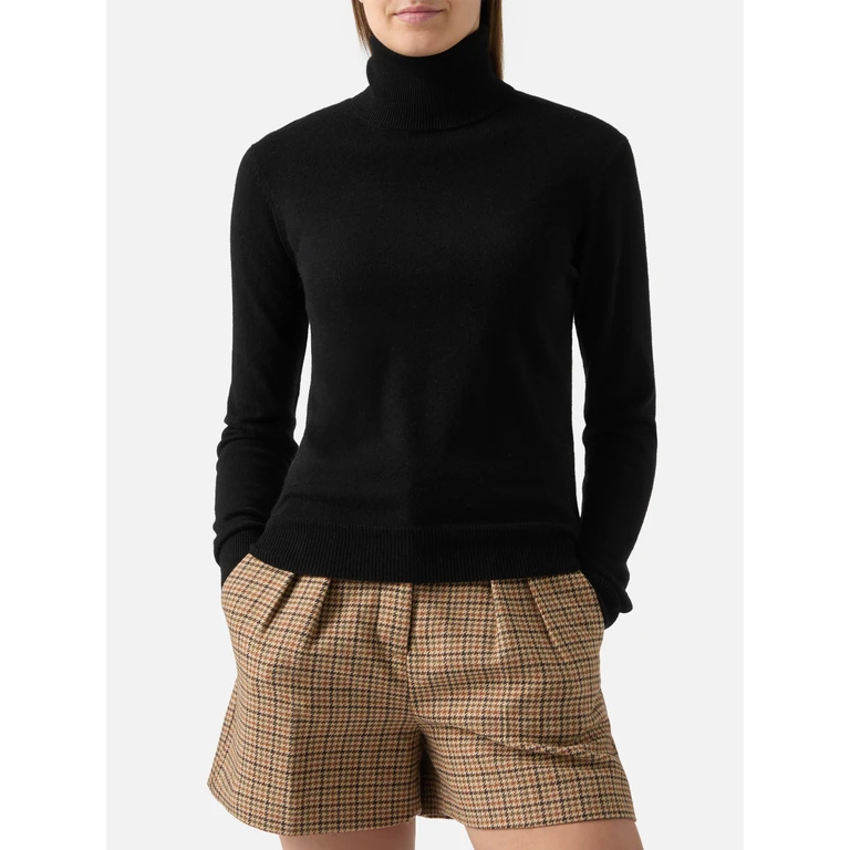 Mc2 Saint Barth Moody Turtleneck Sweater Cashmere Black With St. Barth Embroidery - Women