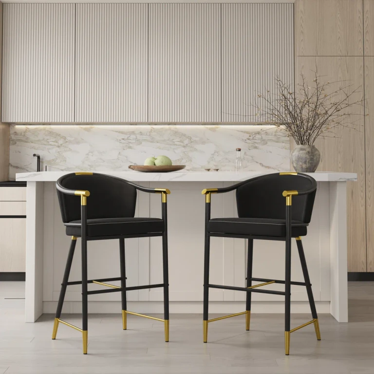 Cranis Modern Bar Height Bar Stool with Arms in Gray Upholstery Velvet