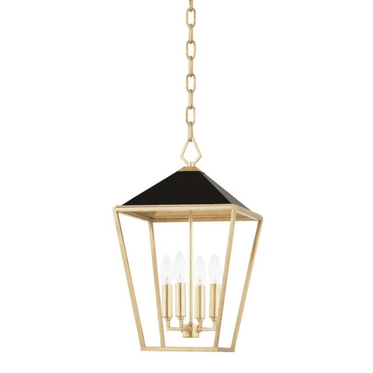 Gold Leaf Black Four Light Pendant from the Paxton Collection