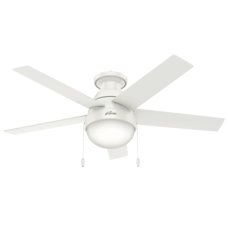 Hunter Anslee 2-Light 46" Indoor Flush Mount Ceiling Fan in Fresh White