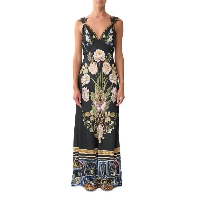 Camilla Silk Bias Cut Floral Print Dress