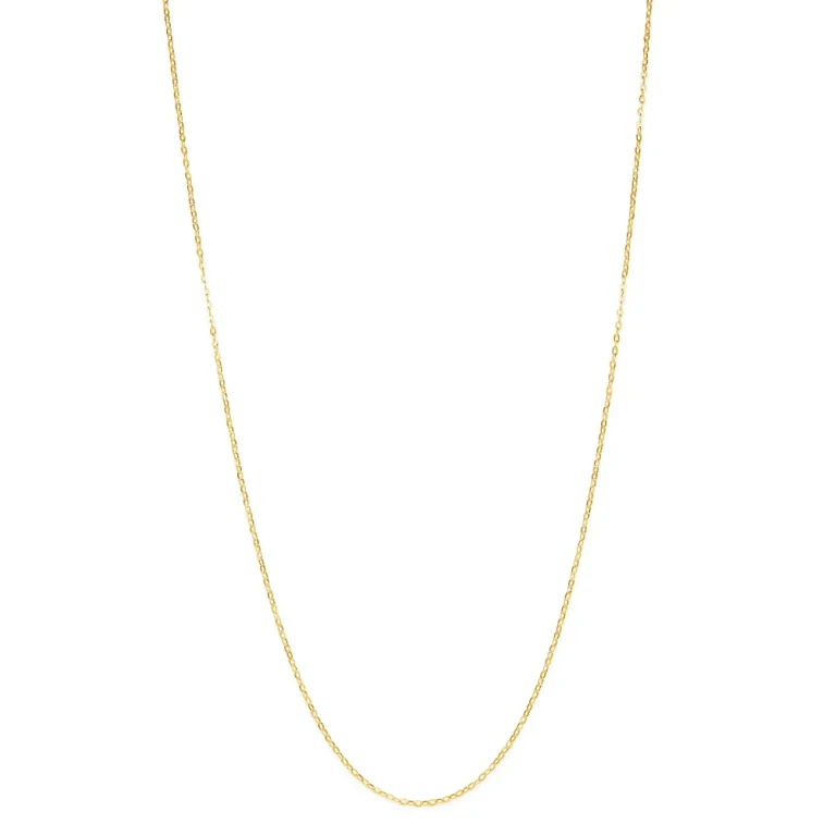 Flat Rolo Link Chain Necklace in 14k Yellow Gold
