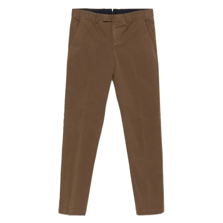 Pt Torino Brown Cotton Blend Trousers