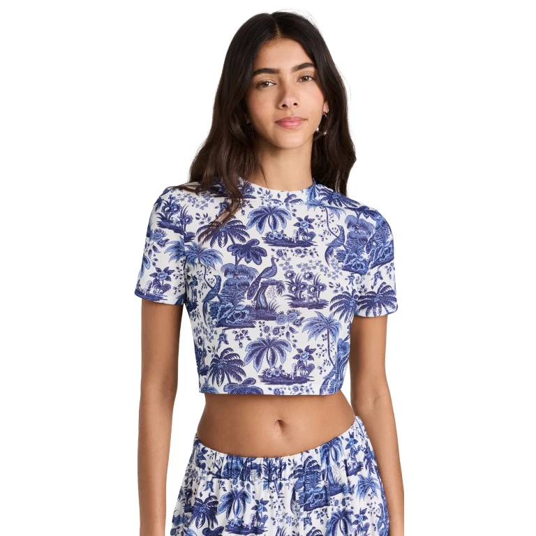 Top STAUD Fernanda Toile Azul XS