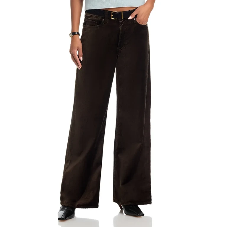 Frame Le Slim Palazzo High Rise Velveteen Jeans in Dark Clove