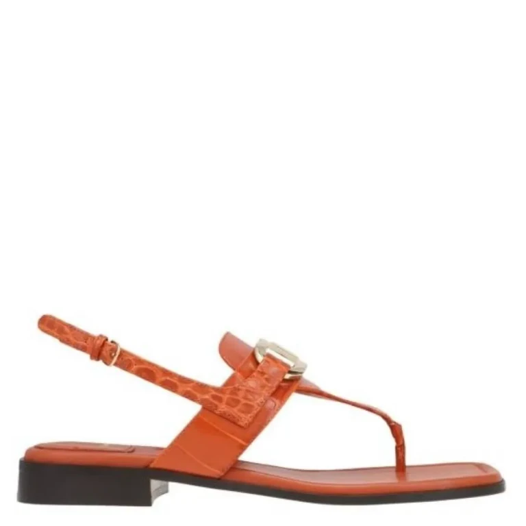 Gancini Lula Leather Flat Sandals, Size 5.5 C