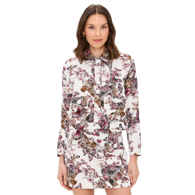 Veste courte L'AGENCE Nyx Papillon Multicolore Blanc