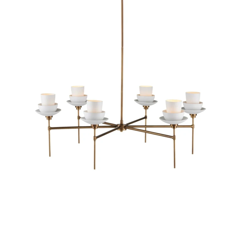 Antique Brass White Chandelier from the Etiquette Collection