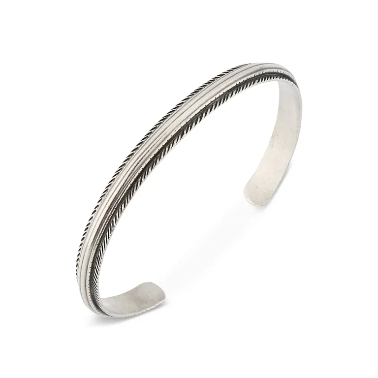 Silver Feather Slider Cuff Bracelet