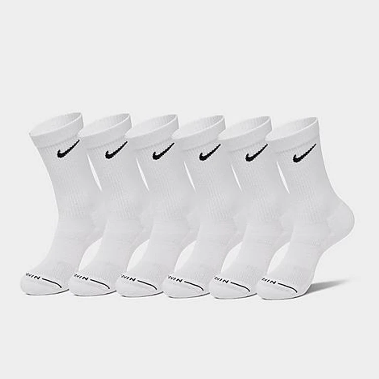 Nike Men's Everyday Elevated Crew Socks (6-Pack) in White/Black Size: Medium