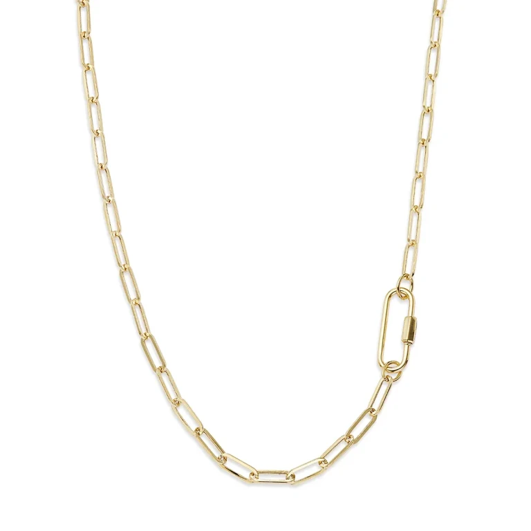 Paperclip Link Chain Necklace in 14K Yellow Gold, 18