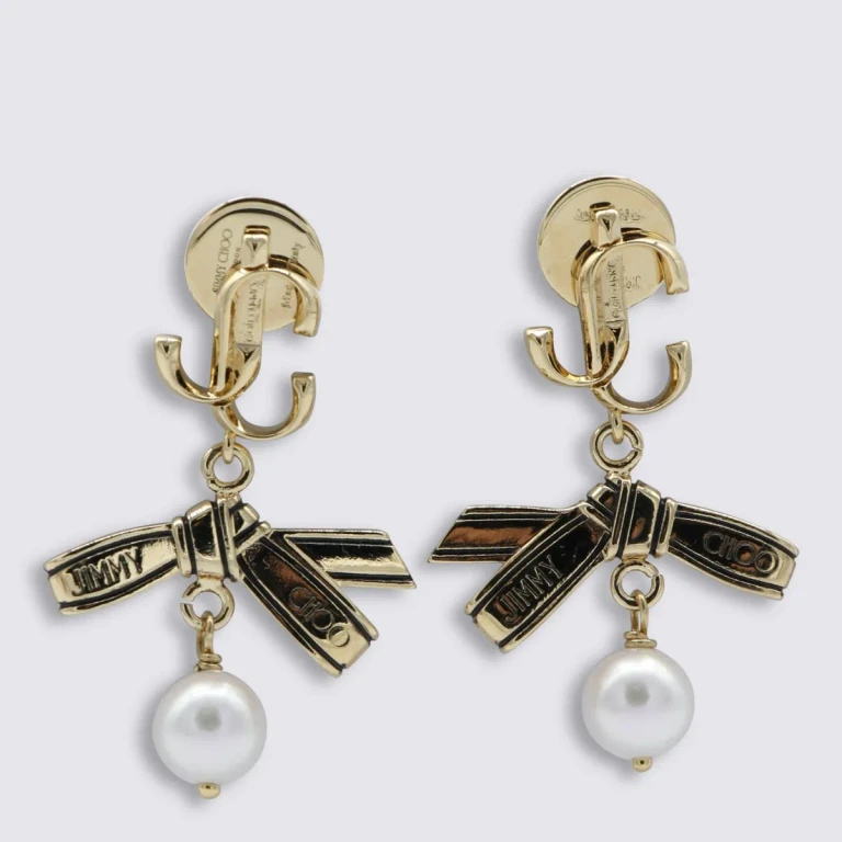 Jimmy Choo Gold And Pearl Brass Earrings