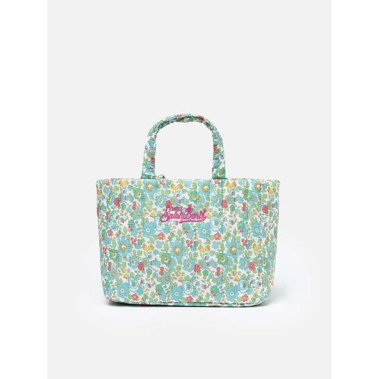 Mc2 Saint Barth Betsy Quilted Soft Tote Mid Bag Made With Liberty Fabric Green - Unisex