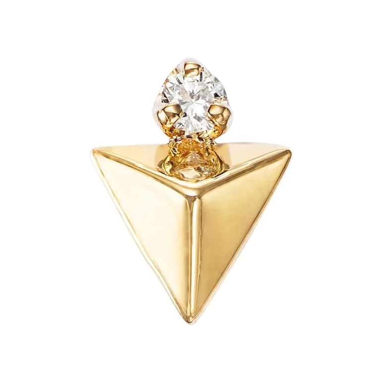Zoe Chicco 14K Yellow Gold Diamond Pyramid Single Stud Earring