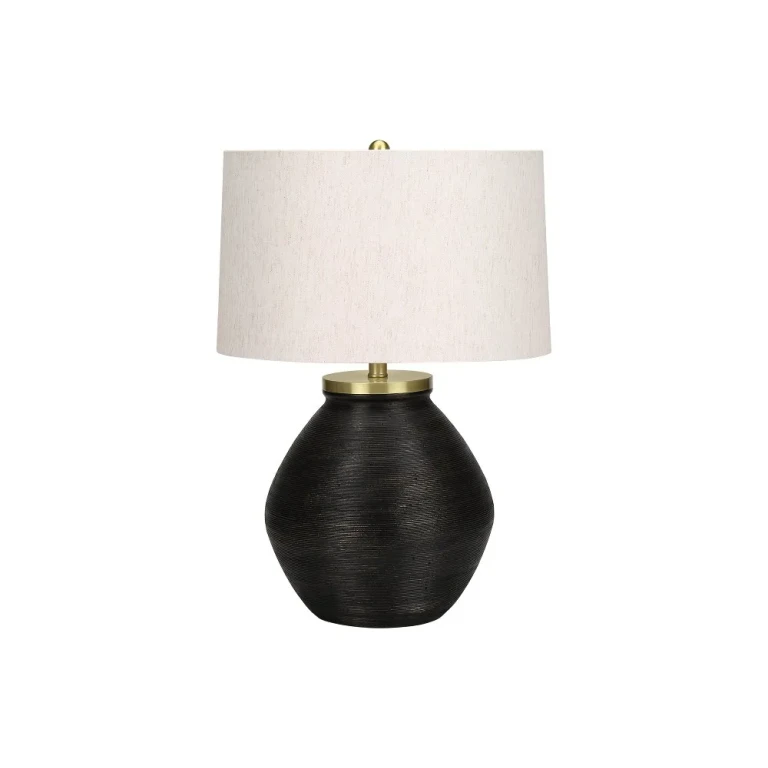 25 Inch Black Concrete Table Lamp