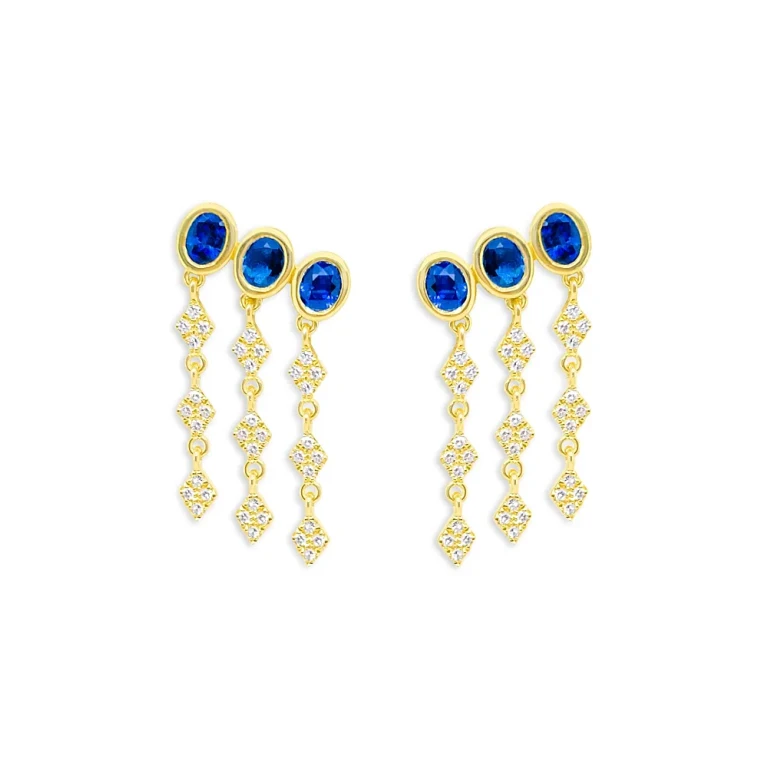 Meira T 14K Yellow Gold Blue Sapphire & Diamond Fringe Drop Earrings