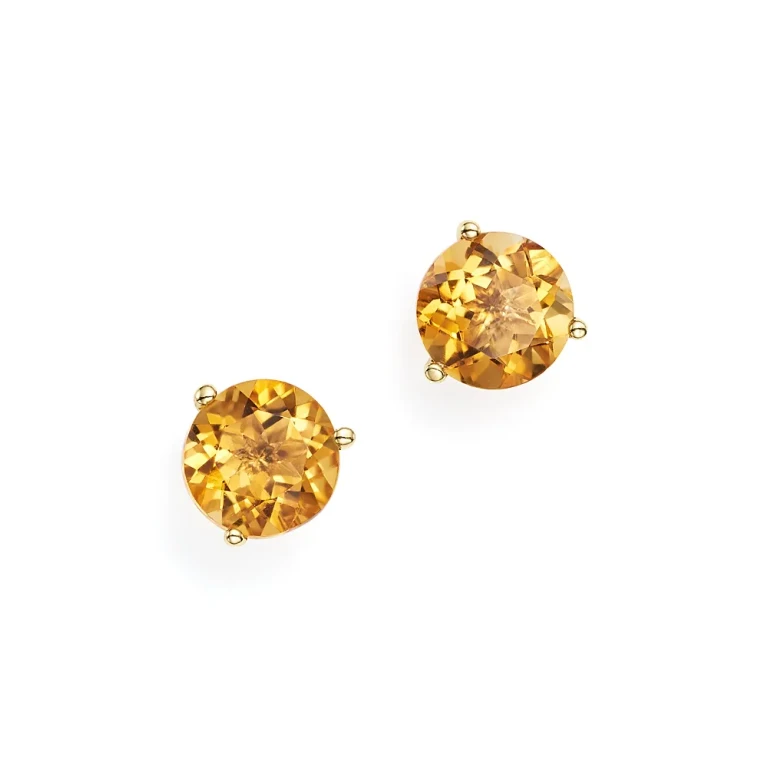 Citrine Stud Earrings in 14K Yellow Gold